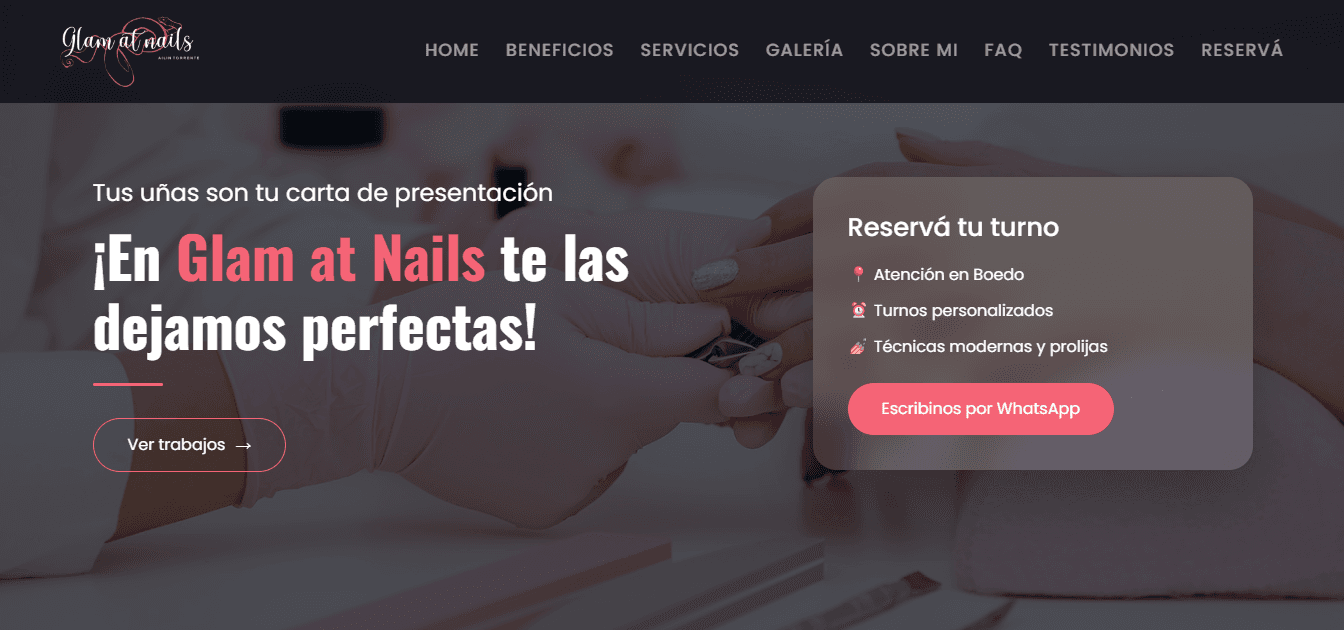 Glam at Nails — landing page